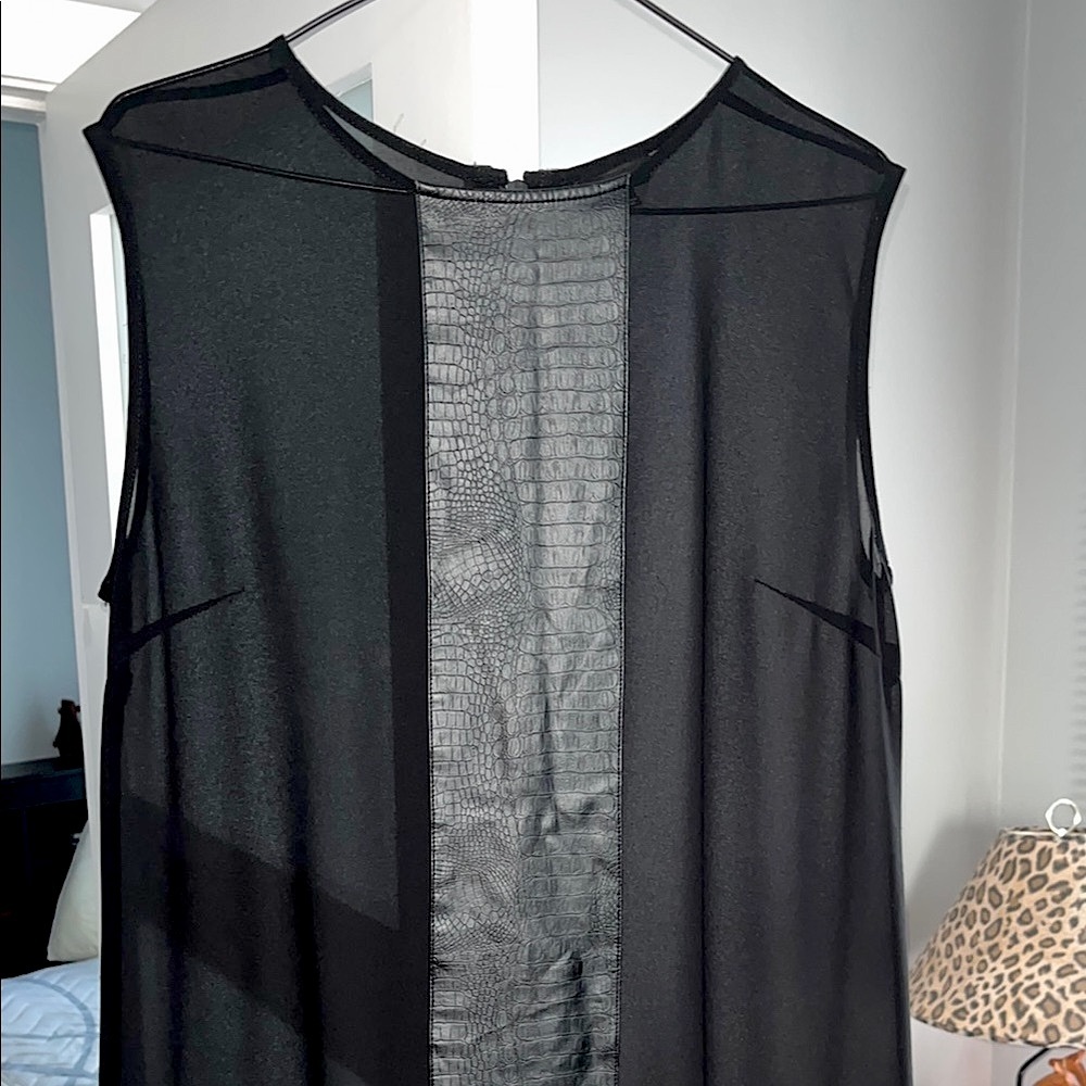 RUDSAK Genuine LEATHER Black Sleeveless Sheer Top